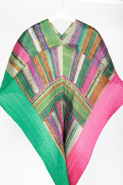 Pleats Please Issey Miyake Green & Pink Abstract-Print Shawl