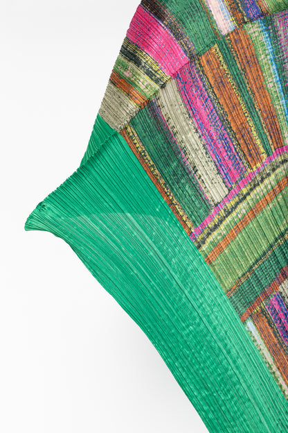 Pleats Please Issey Miyake Green & Pink Abstract-Print Shawl