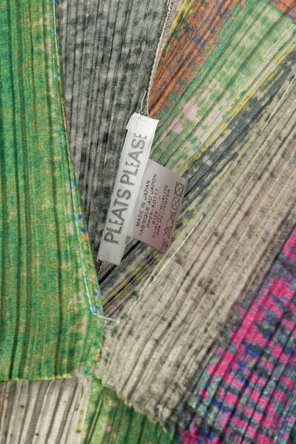 Pleats Please Issey Miyake Green & Pink Abstract-Print Shawl