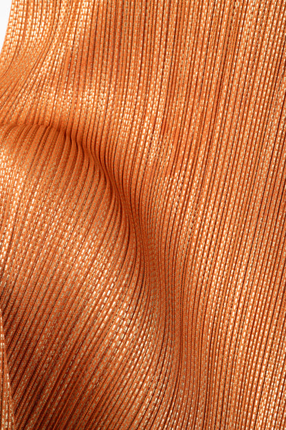 Pleats Please Issey Miyake Orange Metallic-Pattern Sleeveless Maxi Dress