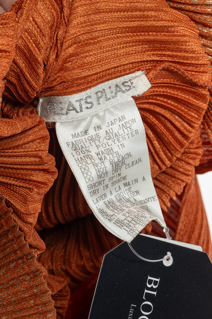 Pleats Please Issey Miyake Orange Metallic-Pattern Sleeveless Maxi Dress