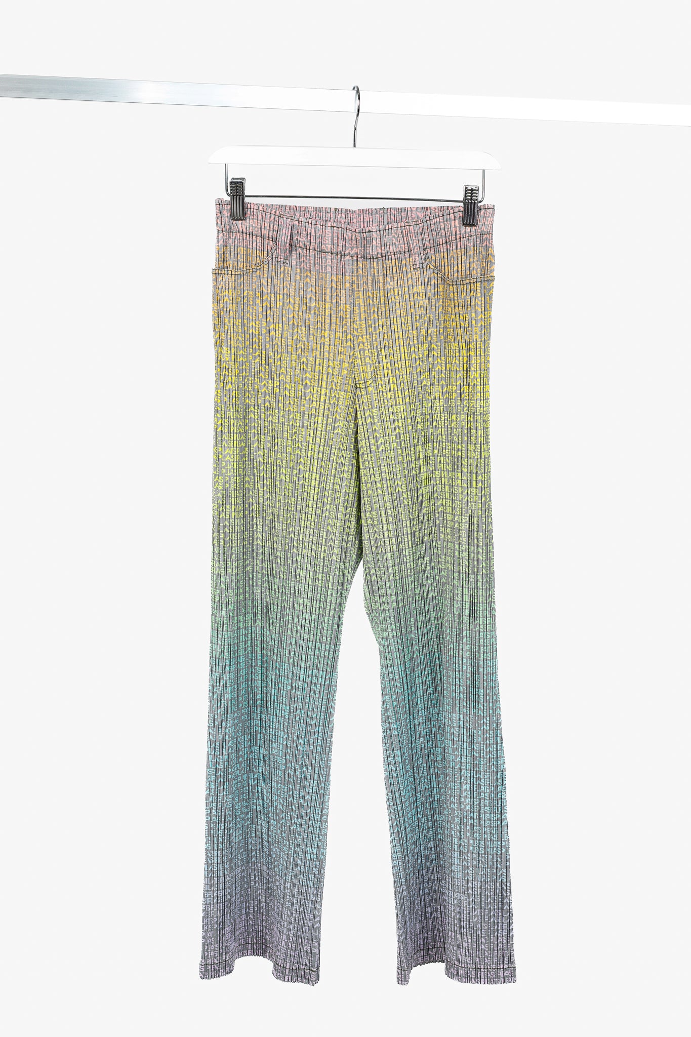 Pleats Please Issey Miyake Multicolour Gradient Logo-Printed Pants