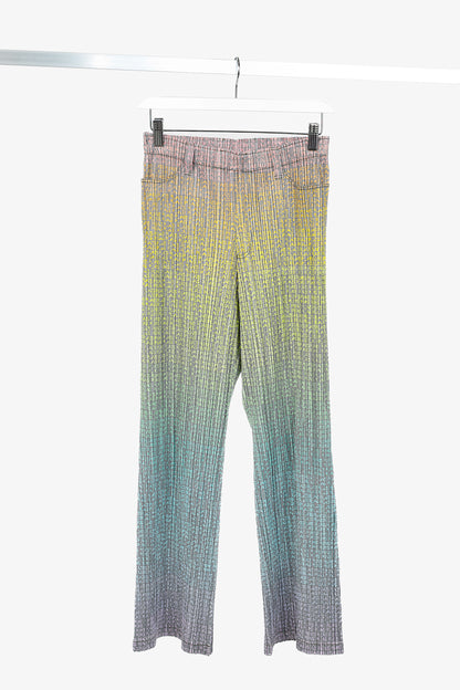 Pleats Please Issey Miyake Multicolour Gradient Logo-Printed Pants