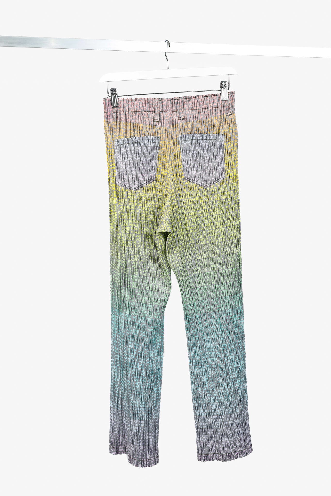 Pleats Please Issey Miyake Multicolour Gradient Logo-Printed Pants