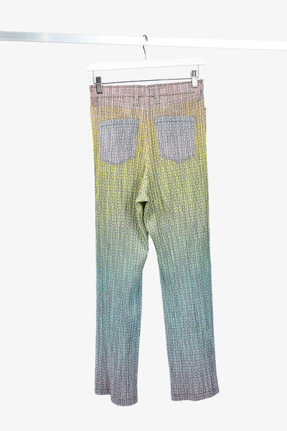 Pleats Please Issey Miyake Multicolour Gradient Logo-Printed Pants