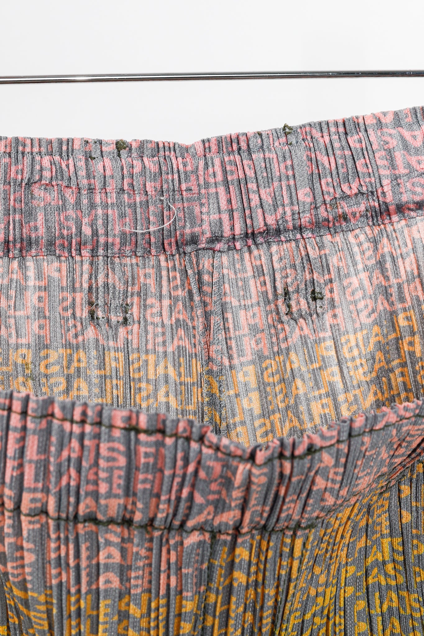 Pleats Please Issey Miyake Multicolour Gradient Logo-Printed Pants