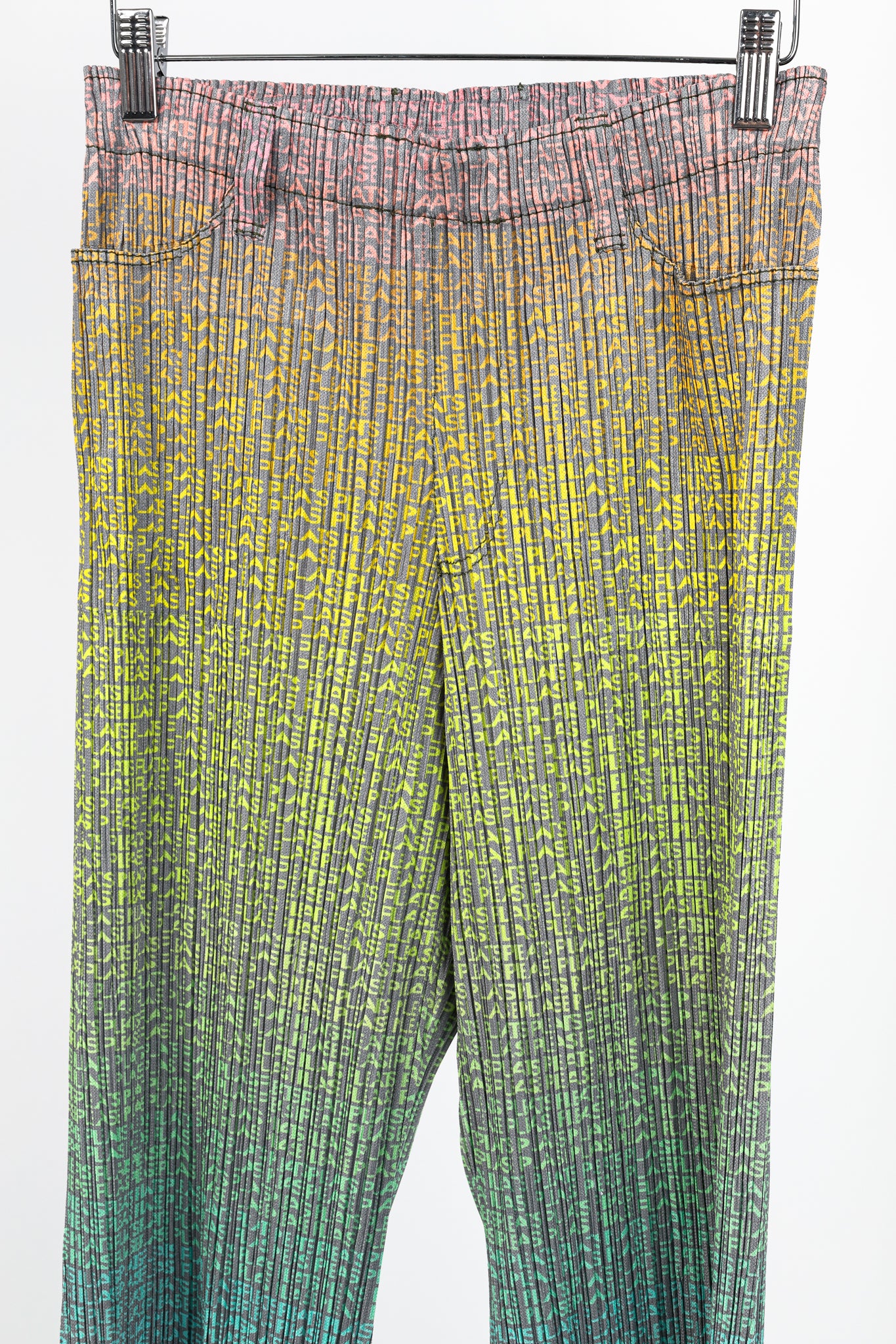 Pleats Please Issey Miyake Multicolour Gradient Logo-Printed Pants