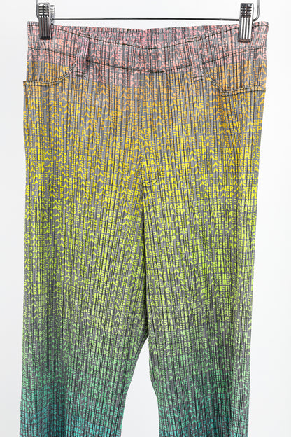 Pleats Please Issey Miyake Multicolour Gradient Logo-Printed Pants