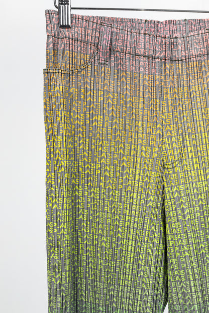Pleats Please Issey Miyake Multicolour Gradient Logo-Printed Pants