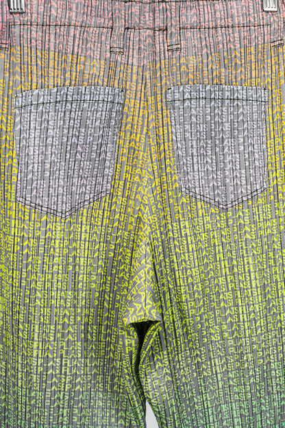 Pleats Please Issey Miyake Multicolour Gradient Logo-Printed Pants
