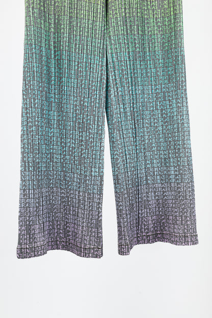 Pleats Please Issey Miyake Multicolour Gradient Logo-Printed Pants