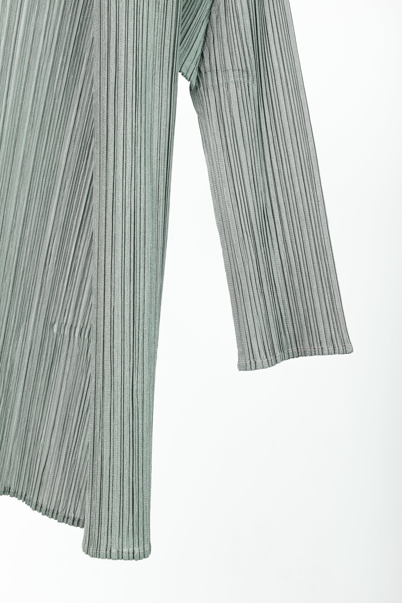 Pleats Please Issey Miyake Sage Green Grey Open-Front Cardigan