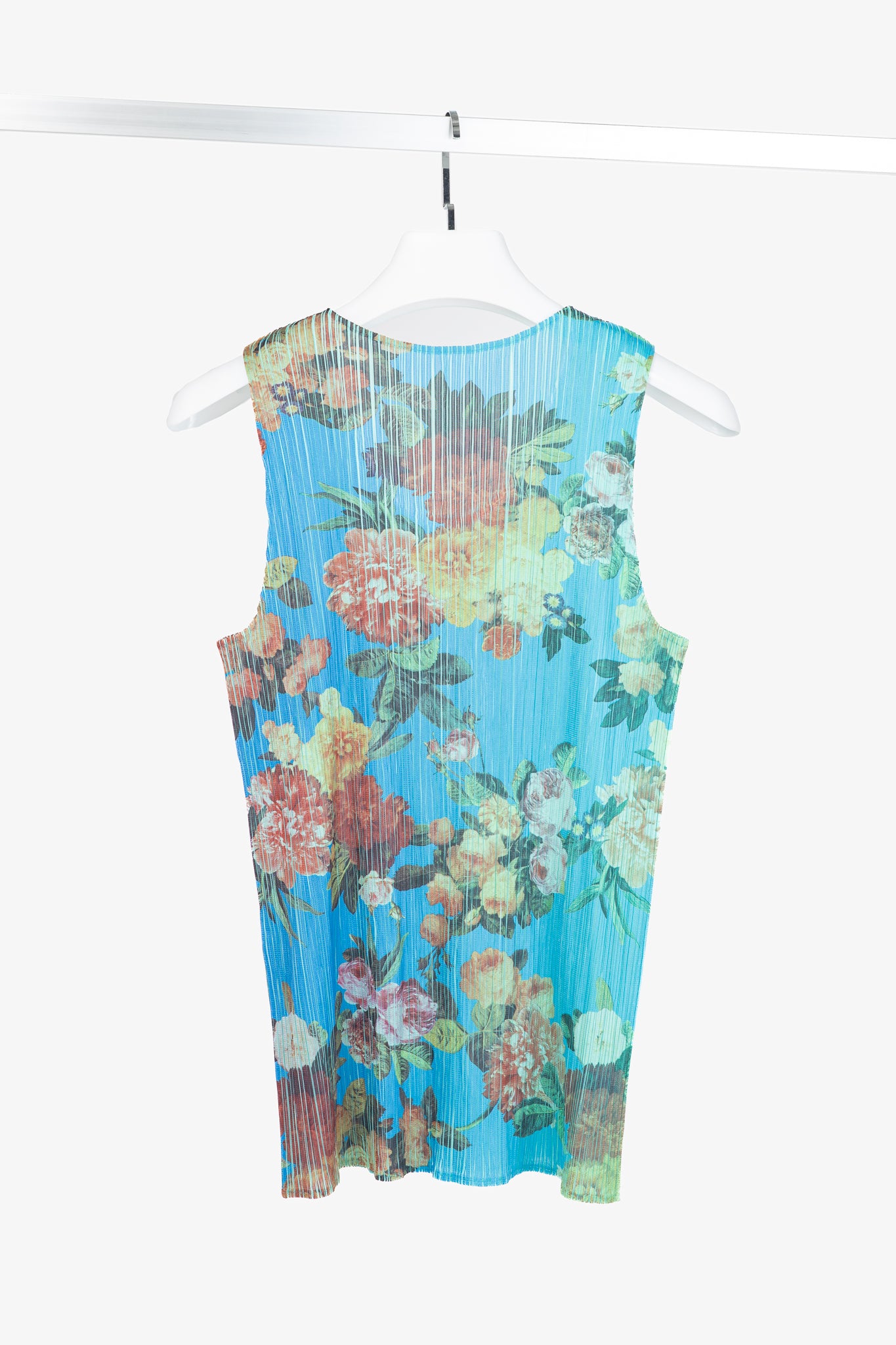 Pleats Please Issey Miyake AW94 Blue Floral Tank