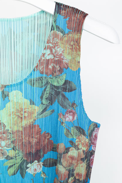 Pleats Please Issey Miyake AW94 Blue Floral Tank