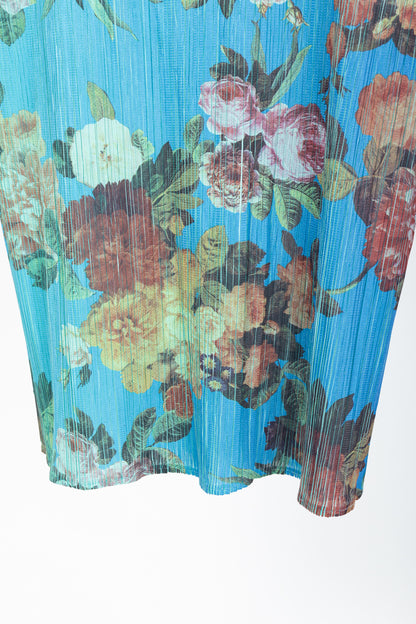 Pleats Please Issey Miyake AW94 Blue Floral Tank