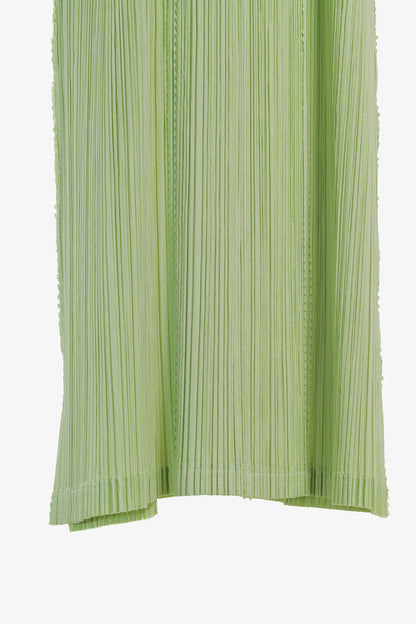 Pleats Please Issey Miyake Pale Green Mandarin Collar Dress