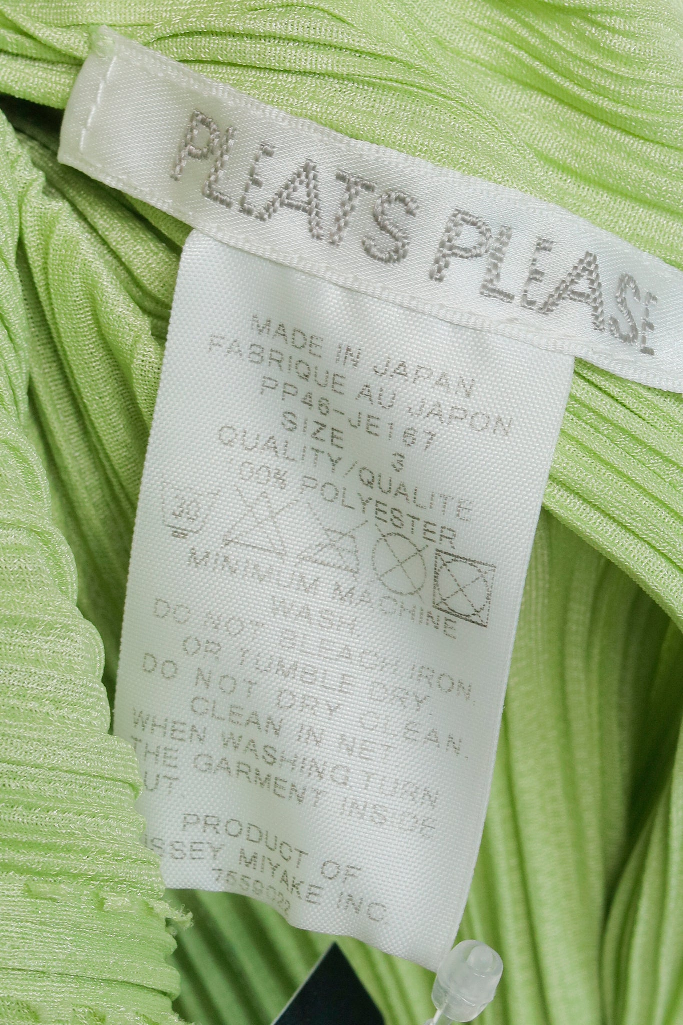 Pleats Please Issey Miyake Pale Green Mandarin Collar Dress