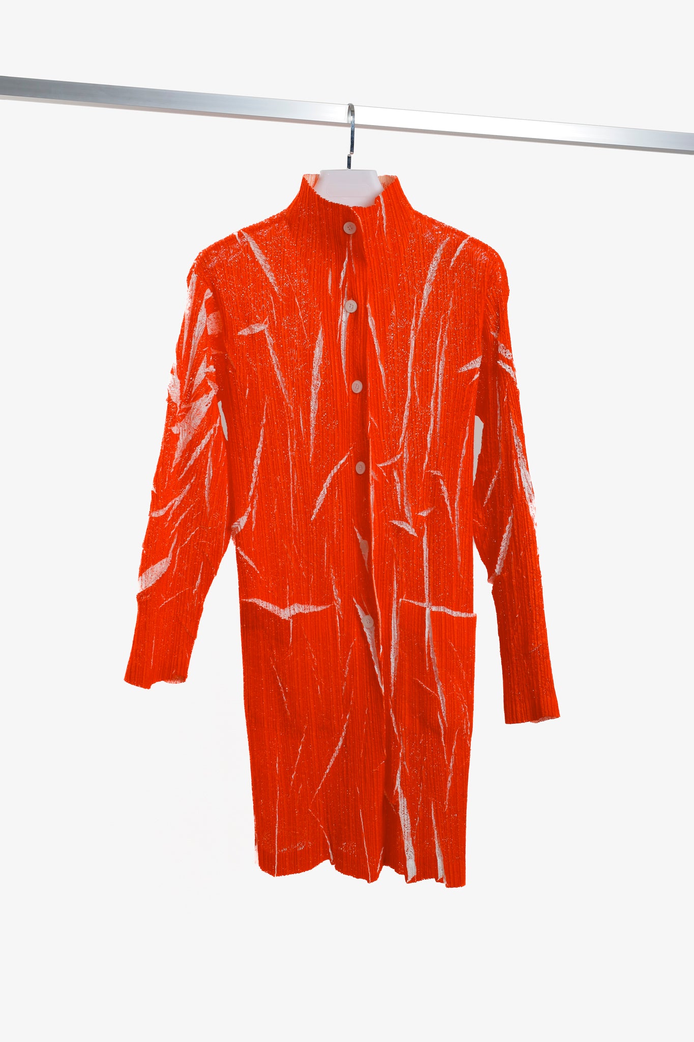 Issey Miyake Archival Red White Crinkle Texture Jacket