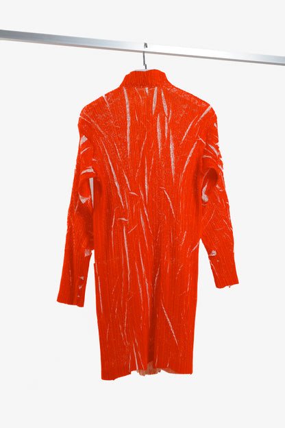 Issey Miyake Archival Red White Crinkle Texture Jacket