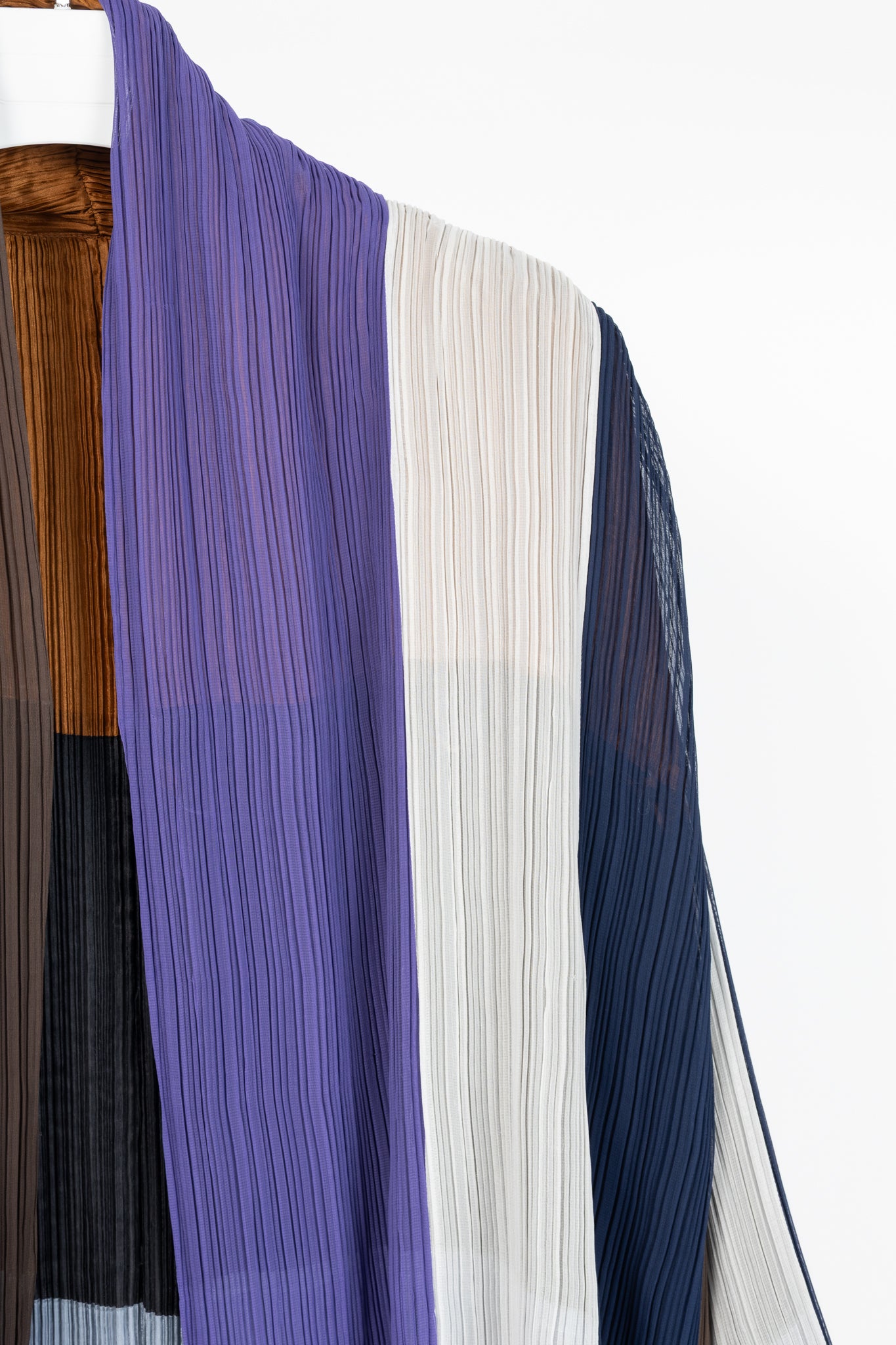 Issey Miyake SS1993 Reversible Multicolour Striped Pleated Open-Front Jacket