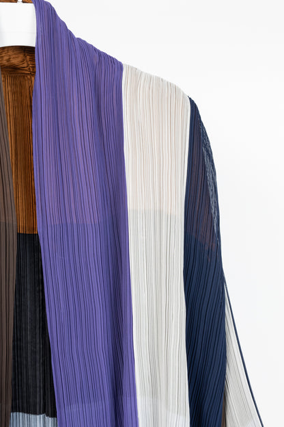 Issey Miyake SS1993 Reversible Multicolour Striped Pleated Open-Front Jacket