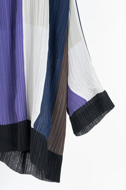 Issey Miyake SS1993 Reversible Multicolour Striped Pleated Open-Front Jacket