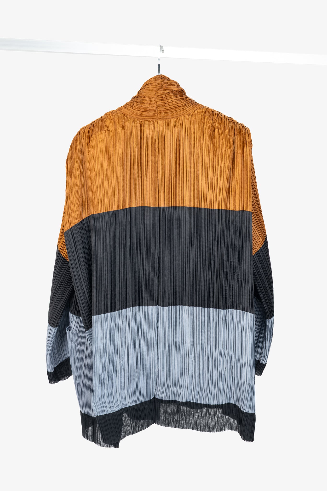 Issey Miyake SS1993 Reversible Multicolour Striped Pleated Open-Front Jacket