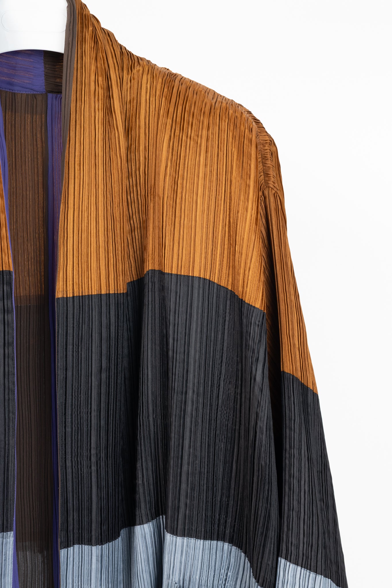 Issey Miyake SS1993 Reversible Multicolour Striped Pleated Open-Front Jacket