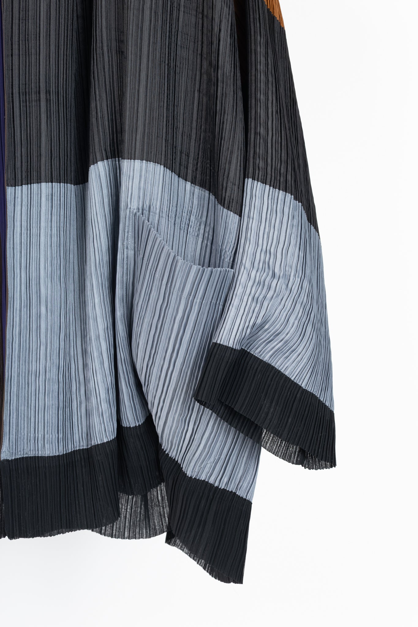 Issey Miyake SS1993 Reversible Multicolour Striped Pleated Open-Front Jacket