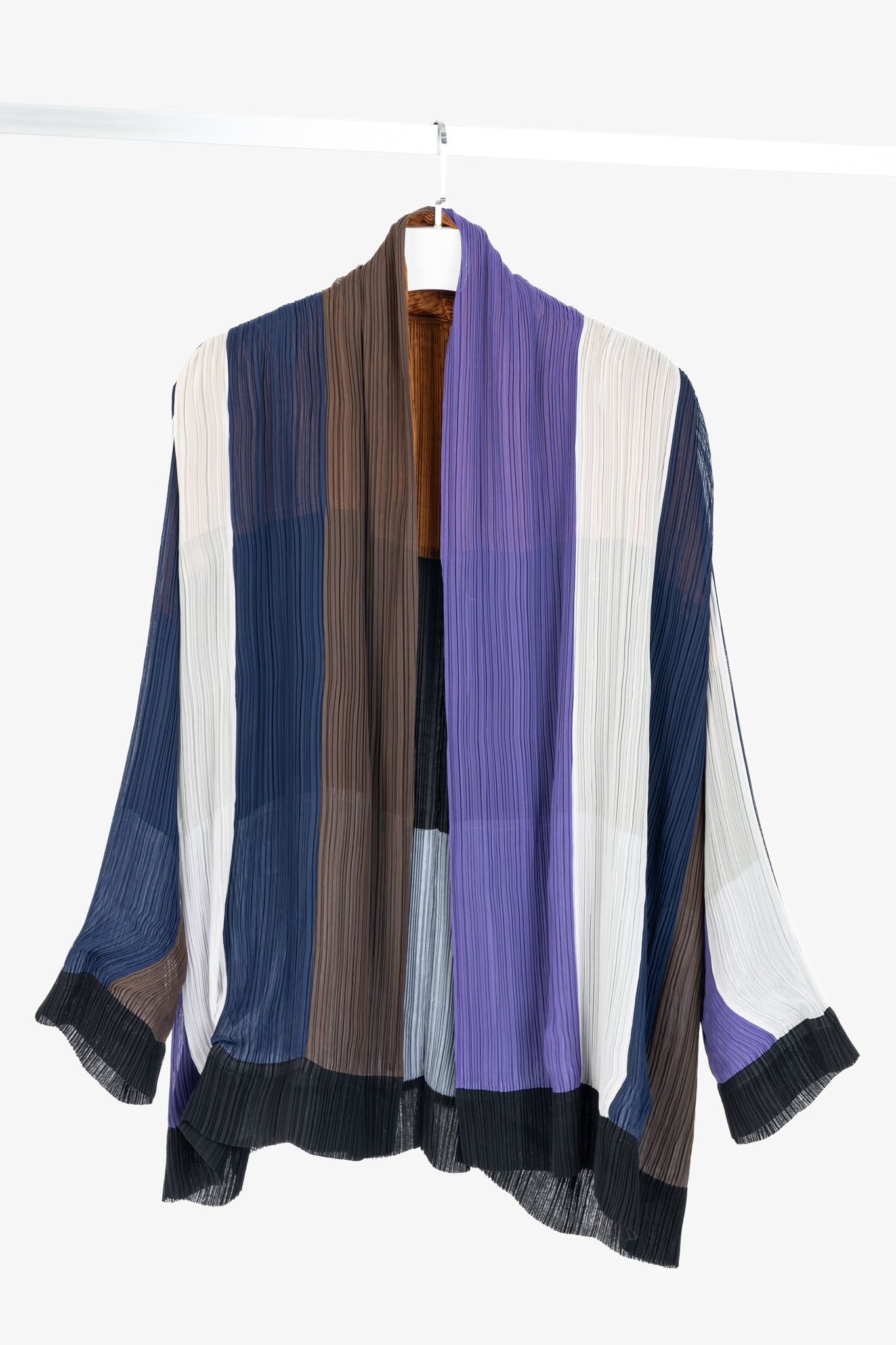 Issey Miyake SS1993 Reversible Multicolour Striped Pleated Open-Front Jacket