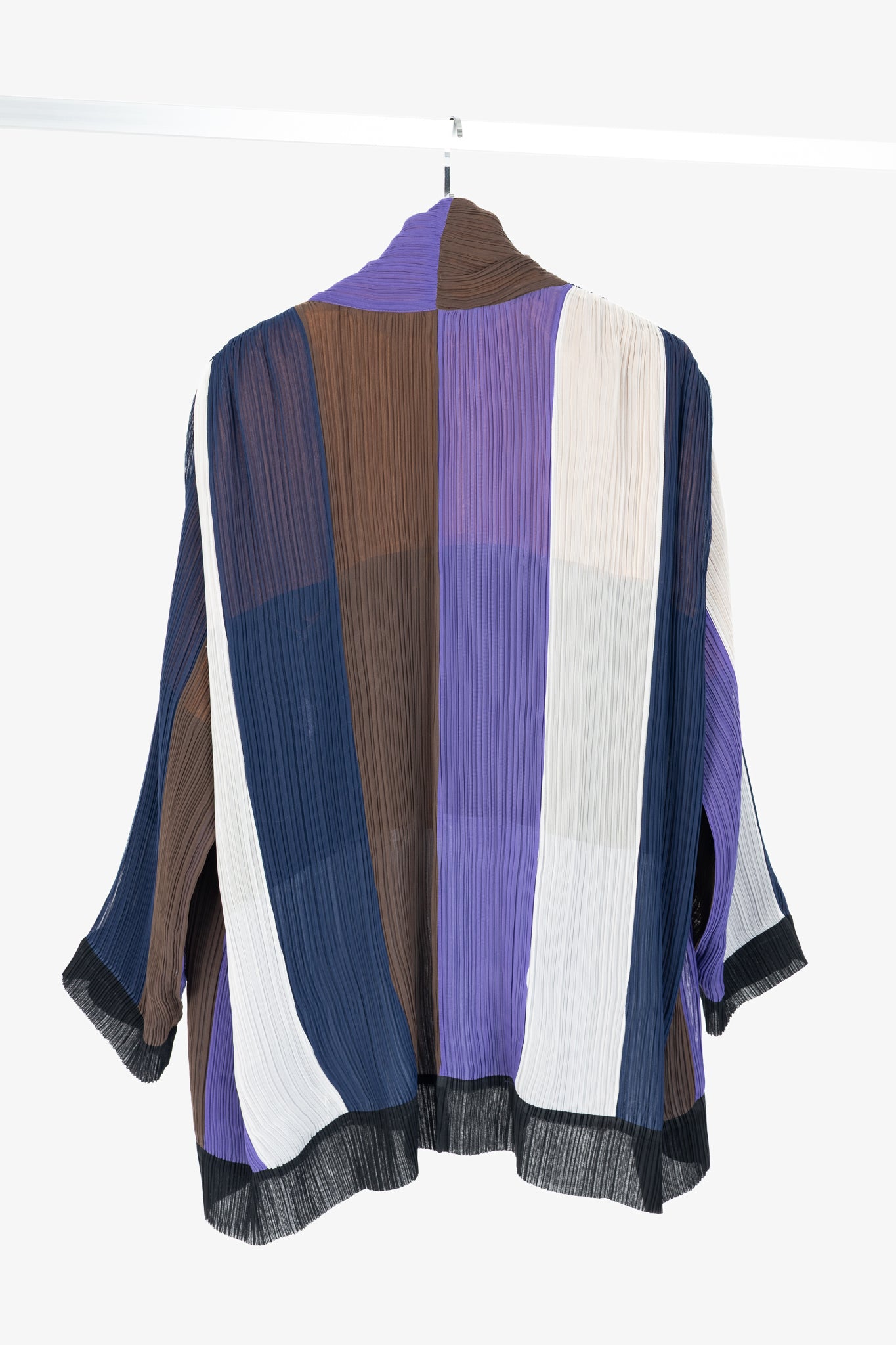 Issey Miyake SS1993 Reversible Multicolour Striped Pleated Open-Front Jacket