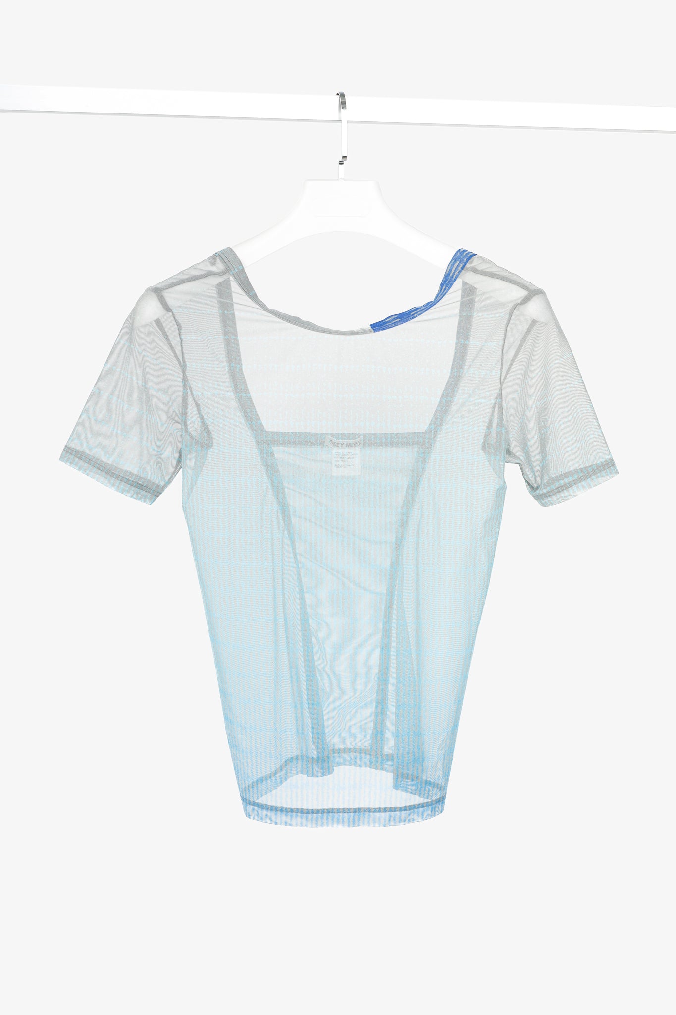 Issey Miyake Blue Printed Sheer Mesh Top