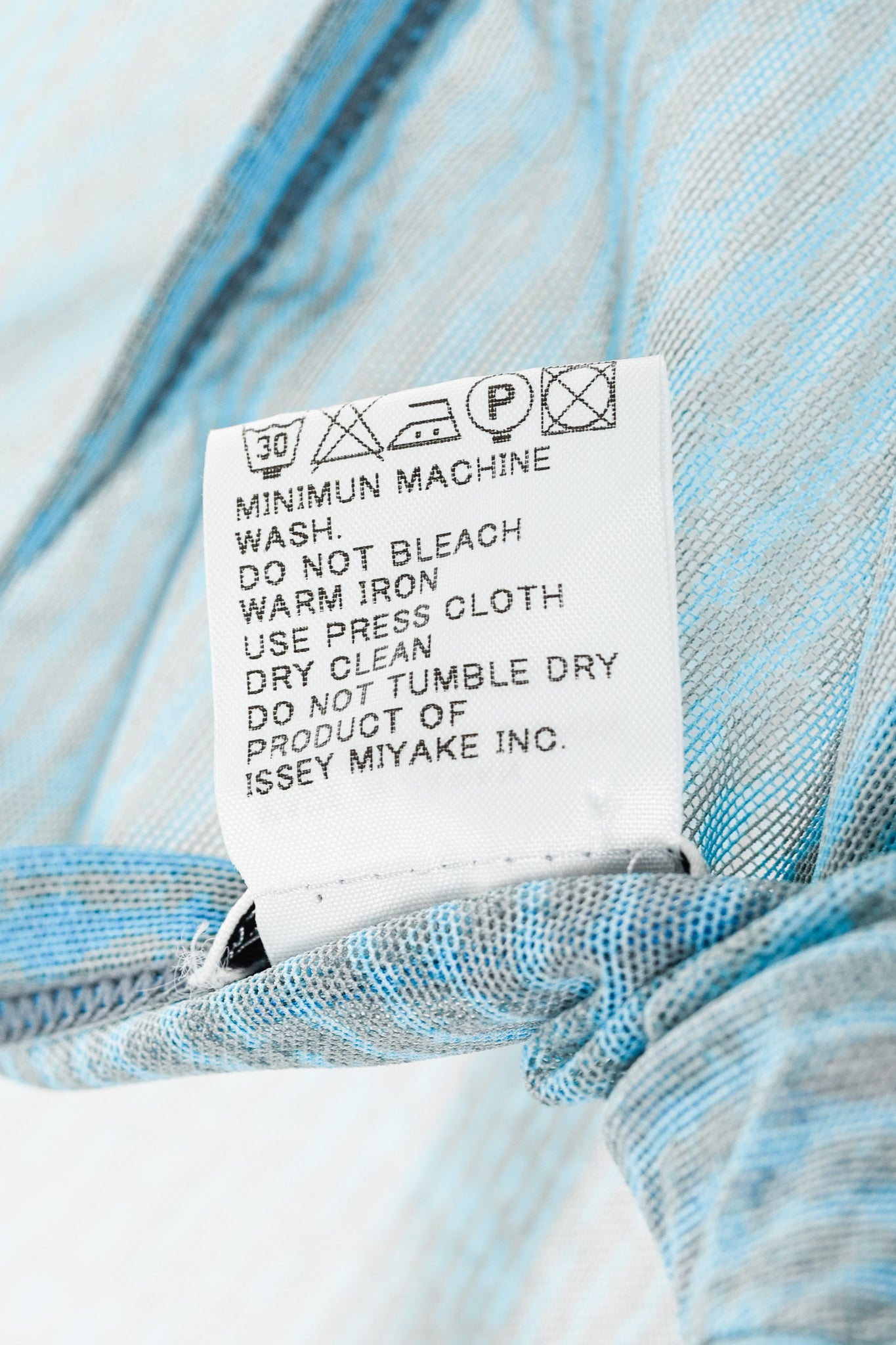 Issey Miyake Blue Printed Sheer Mesh Top