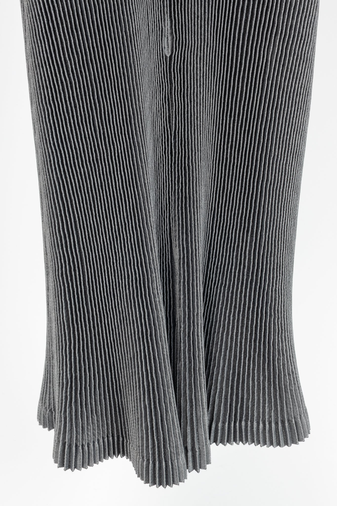 Issey Miyake Metallic Silver Pleated Sleeveless Maxi Dress