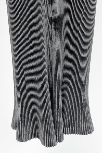 Issey Miyake Metallic Silver Pleated Sleeveless Maxi Dress