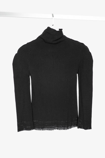 Issey Miyake Fete A-Poc Black Knit Pointelle Turtleneck