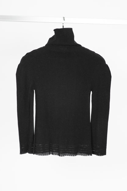 Issey Miyake Fete A-Poc Black Knit Pointelle Turtleneck