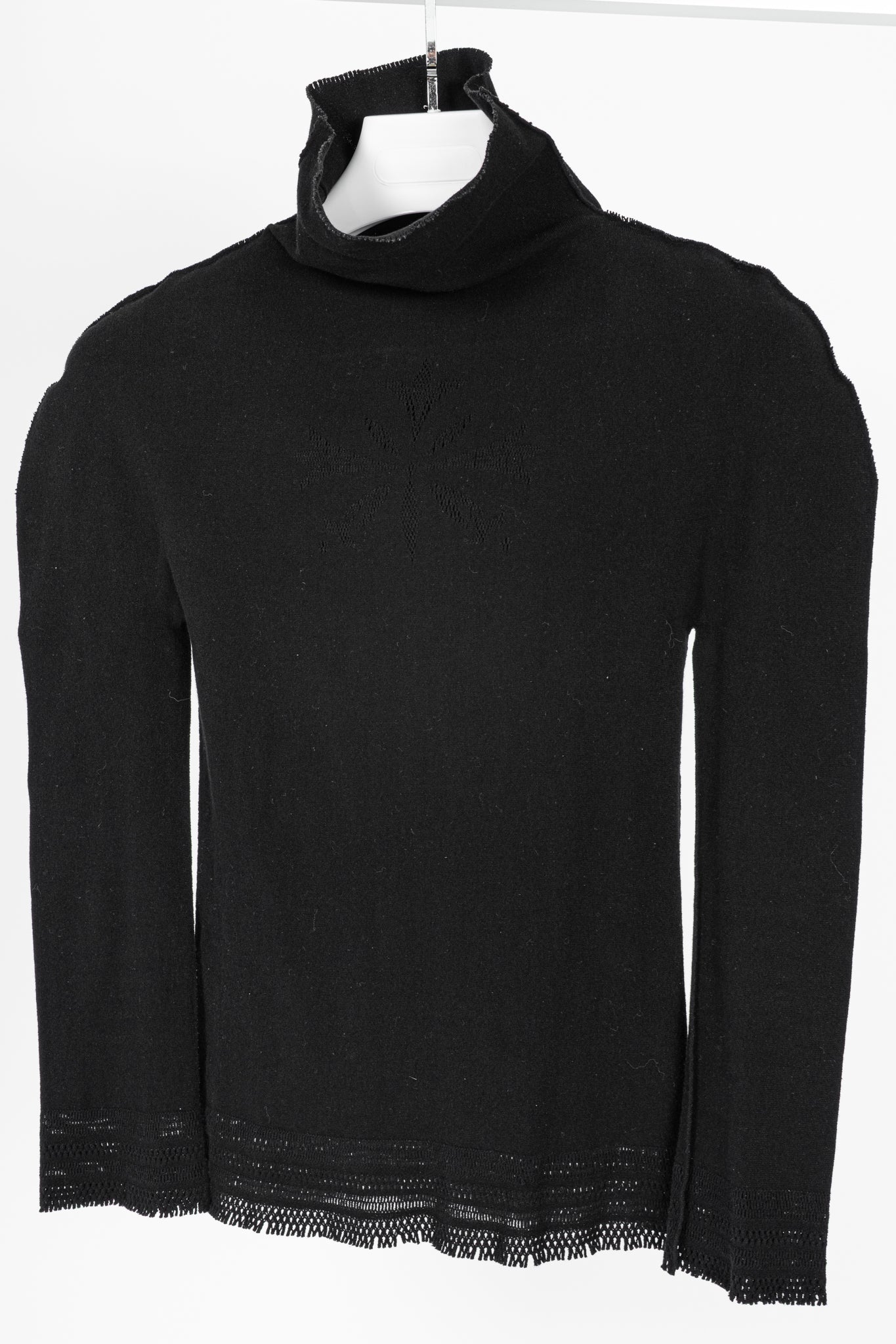Issey Miyake Fete A-Poc Black Knit Pointelle Turtleneck