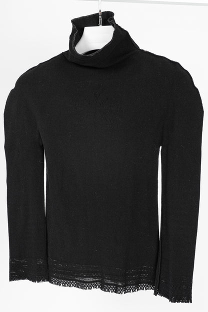 Issey Miyake Fete A-Poc Black Knit Pointelle Turtleneck