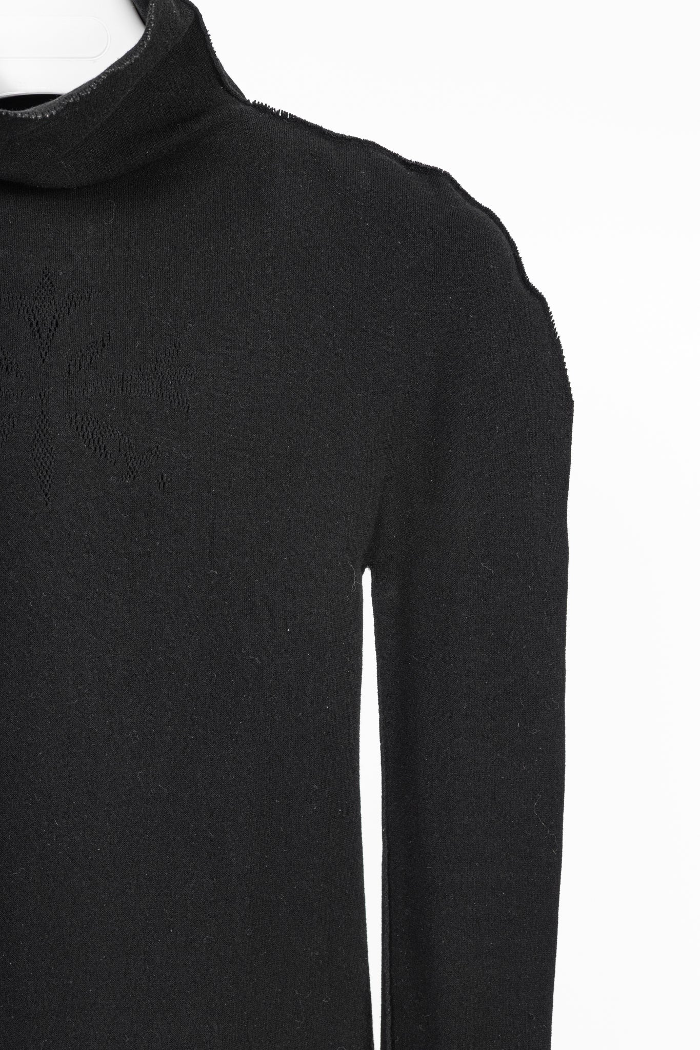 Issey Miyake Fete A-Poc Black Knit Pointelle Turtleneck