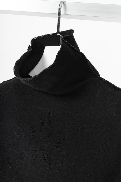 Issey Miyake Fete A-Poc Black Knit Pointelle Turtleneck