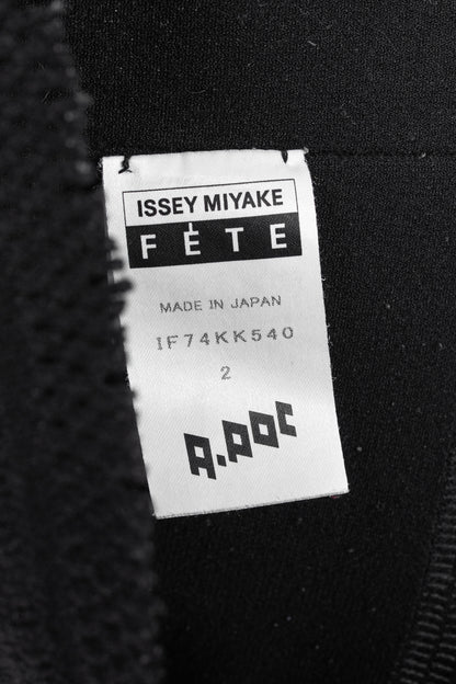 Issey Miyake Fete A-Poc Black Knit Pointelle Turtleneck