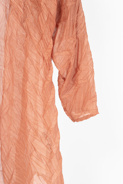 Issey Miyake Fete Terracotta Architectual-Pleated Perforated-Face Jacket