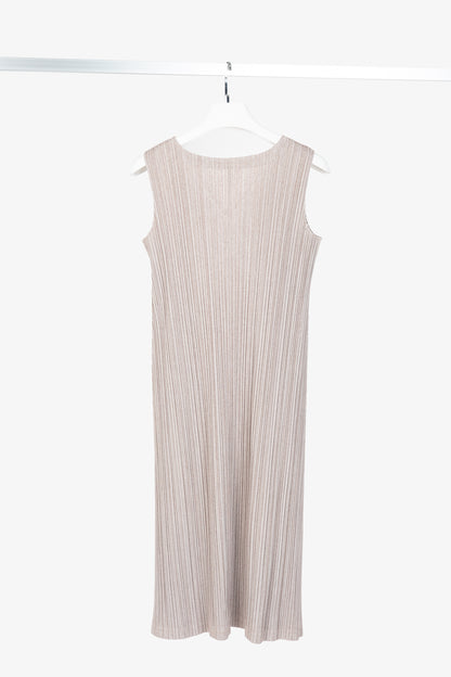 Pleats Please Issey Miyake Dusty Rose Herringbone-Print Midi Dress