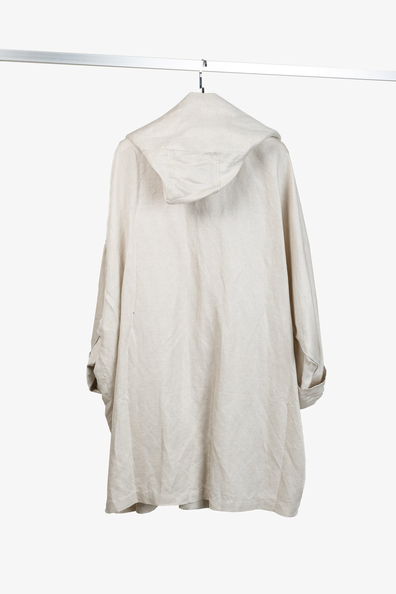 Ivan Grundahl Beige Linen Oversized Hooded Coat