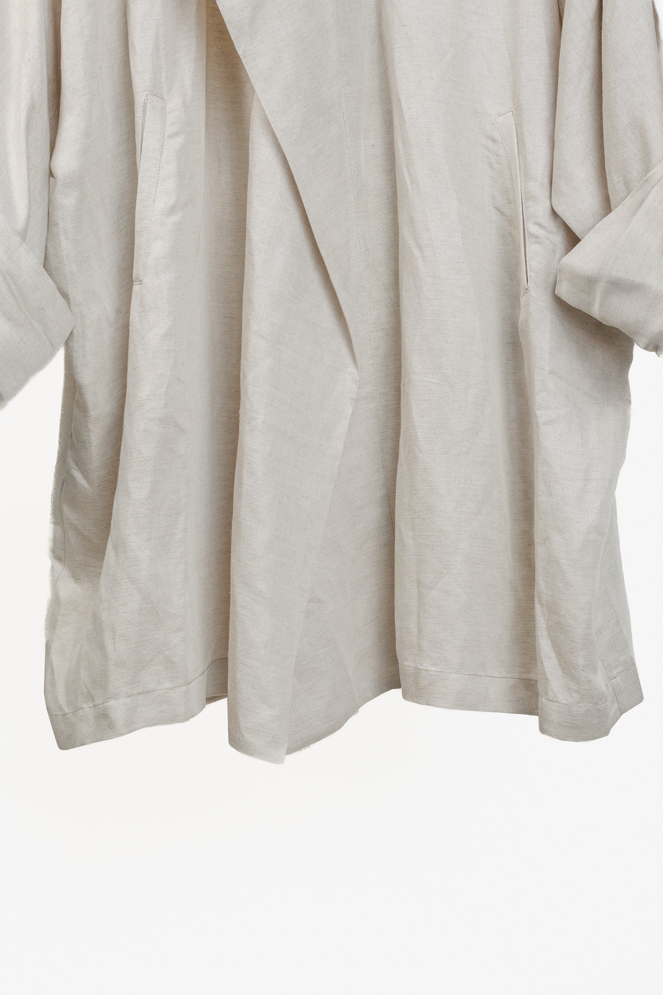 Ivan Grundahl Beige Linen Oversized Hooded Coat