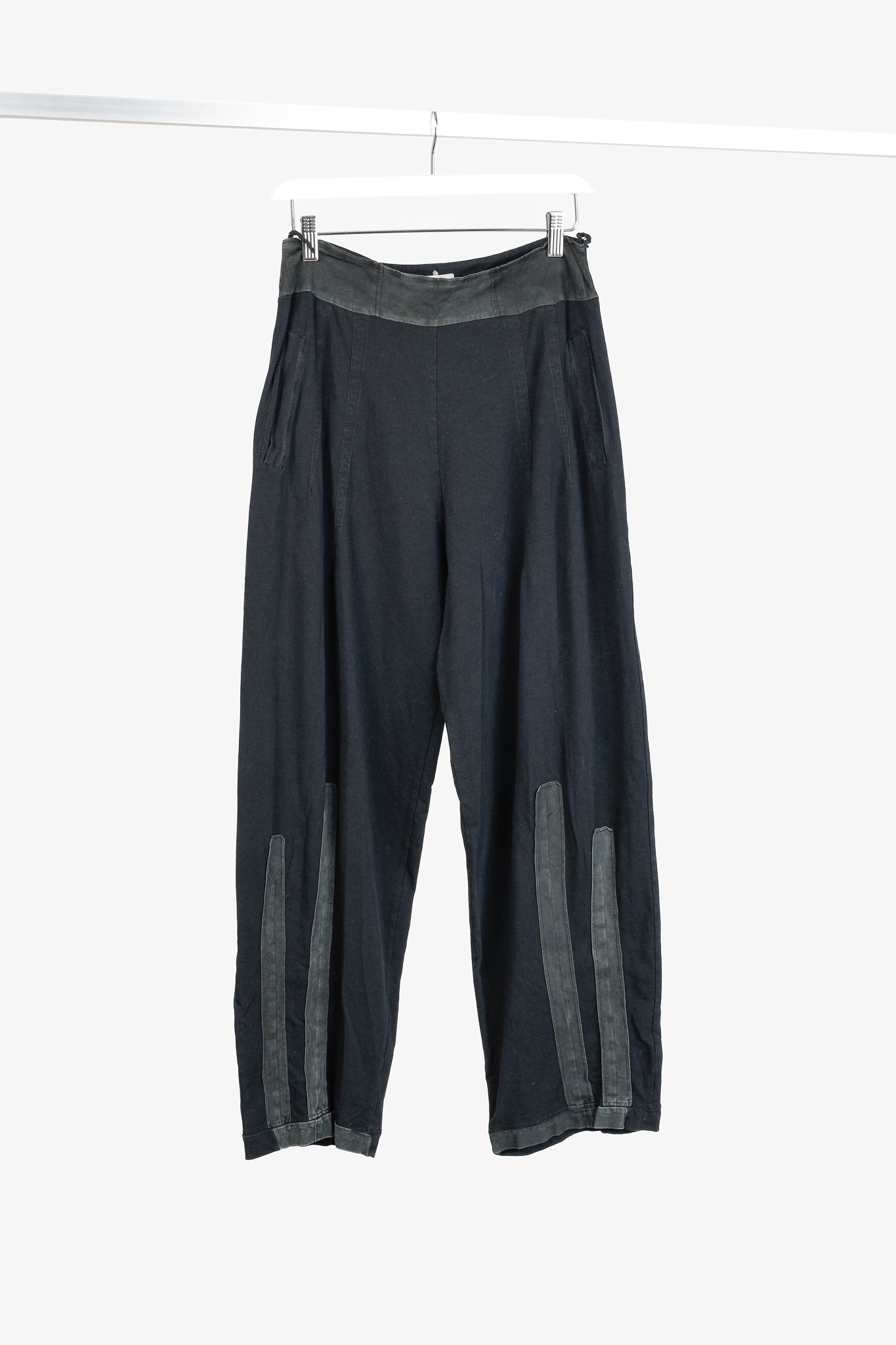 Ivan Grundahl Black-Jersey Suede-Trim Wide Tapered-Leg Pants