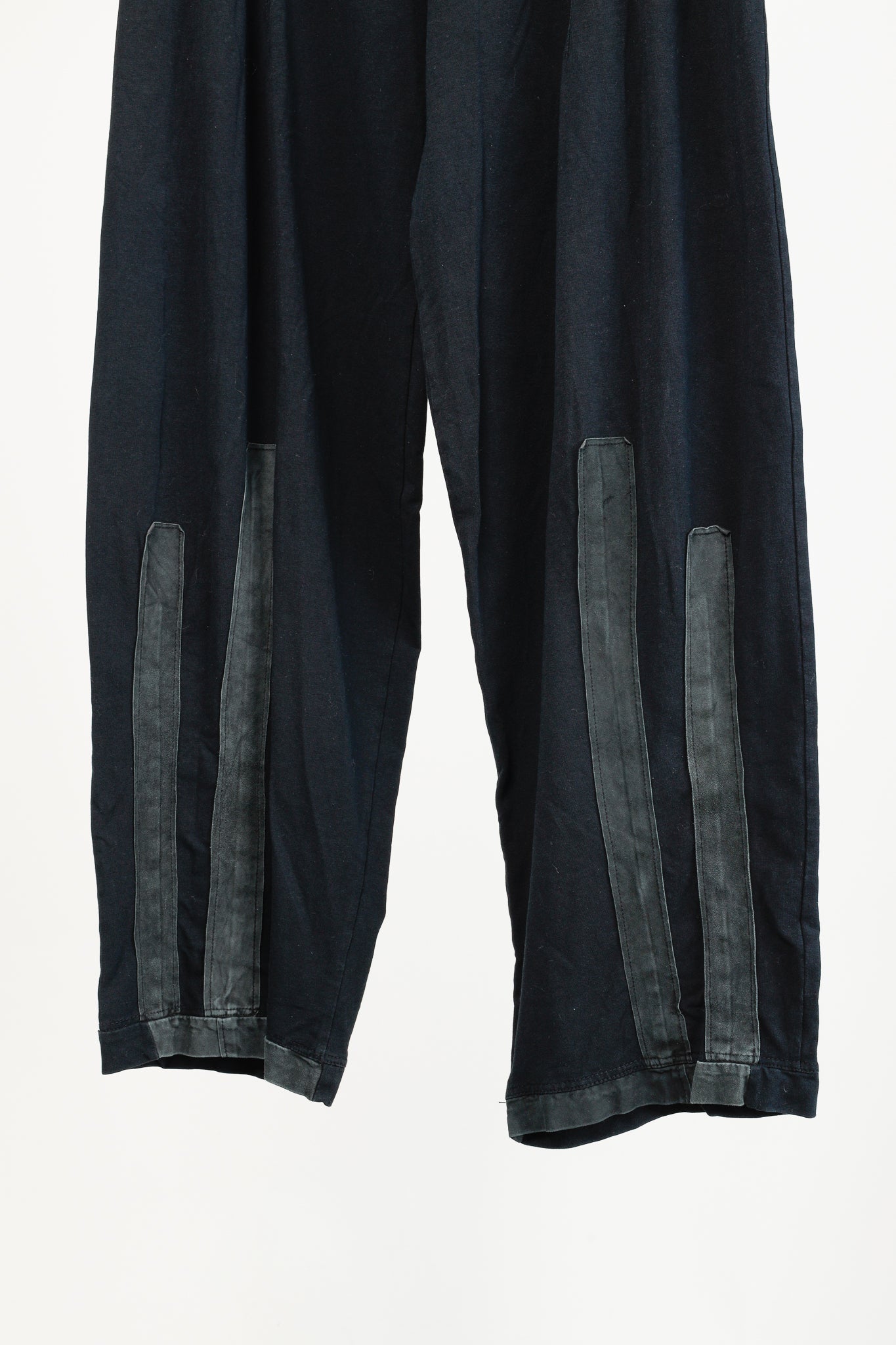 Ivan Grundahl Black-Jersey Suede-Trim Wide Tapered-Leg Pants