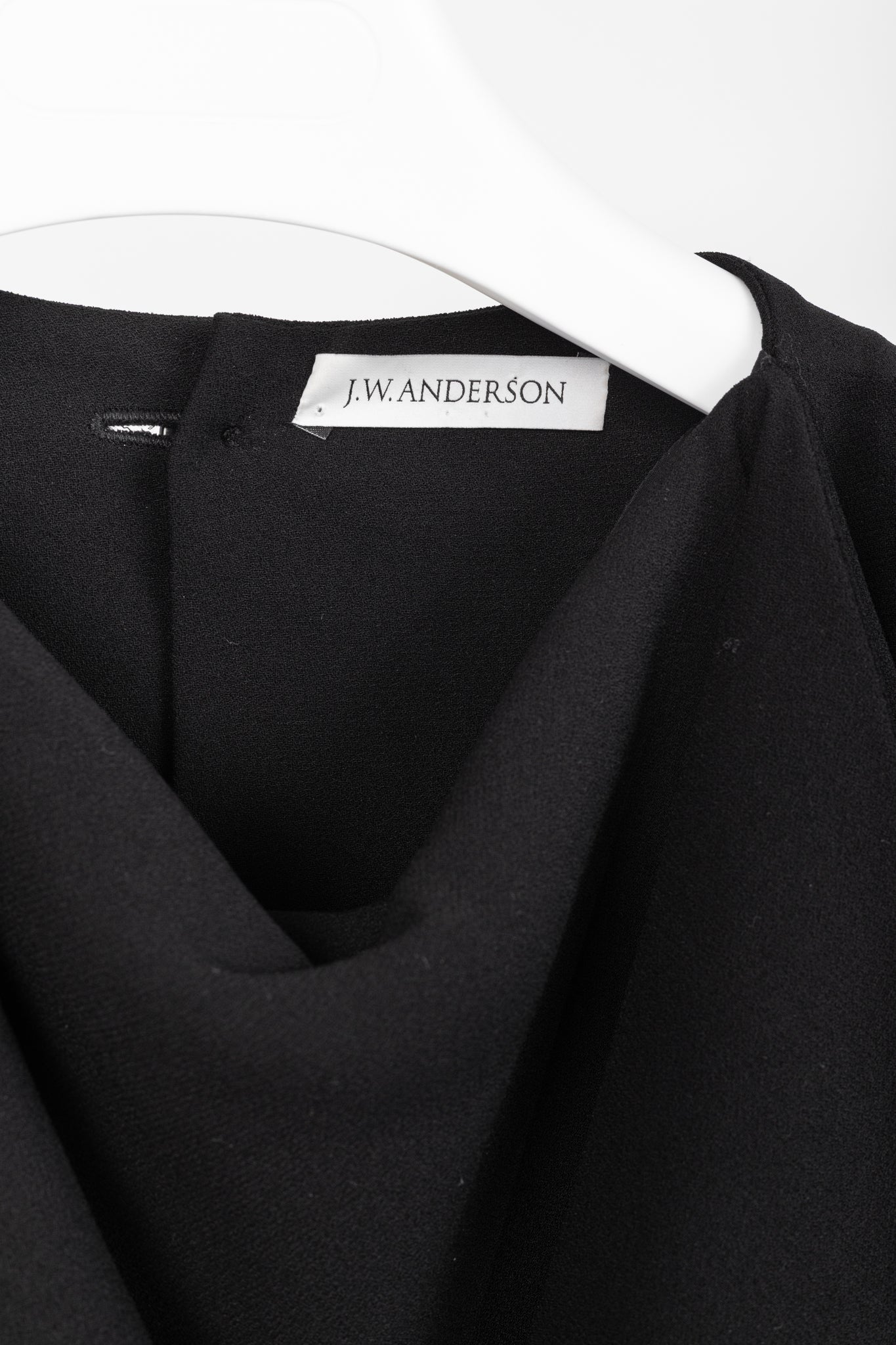J.W. Anderson PF/16 Black Crepe Draped-Neck Long-Sleeve Blouse