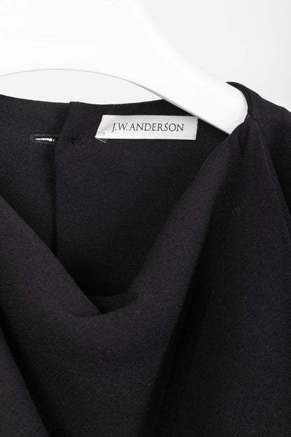 J.W. Anderson PF/16 Black Crepe Draped-Neck Long-Sleeve Blouse